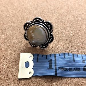 Biwa pearl and silver ring